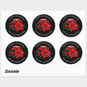 Festive Red-kerstkaars, Holly en Poinsettia Ronde Sticker (Vel)