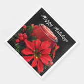 Festive Red-kerstkaars, Holly en Poinsettia Servet (Hoek)