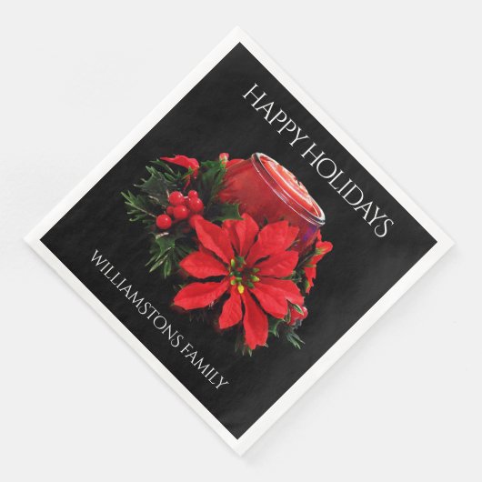 Festive Red-kerstkaars, Holly en Poinsettia Servetten (Hoek)