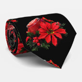 Festive Red-kerstkaars, Holly en Poinsettia Stropdas (Opgerold)