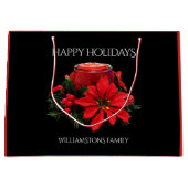 Festive Red-kerstkaarsen, Holly & Poinsettia Large Cadeautasje (Voorkant)