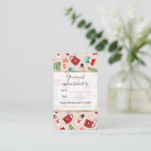 Festive Red Kerstkoekje Illustratiepatroon Afsprakenkaartje (Staand voorkant)