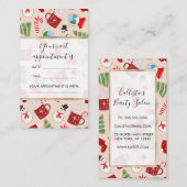 Festive Red Kerstkoekje Illustratiepatroon Afsprakenkaartje (Voorkant / Achterkant)