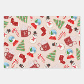 Festive Red Kerstkoekje Illustratiepatroon Inpakpapier Vel (Voorkant)