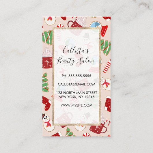 Festive Red Kerstkoekje Illustratiepatroon Kortingskaartje (Achterkant)