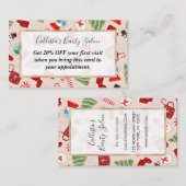 Festive Red Kerstkoekje Illustratiepatroon Kortingskaartje (Voorkant / Achterkant)