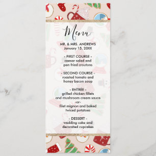 Festive Red Kerstkoekje Illustratiepatroon Menu