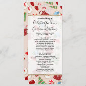 Festive Red Kerstkoekje Illustratiepatroon Programmakaart (Voorkant / Achterkant)