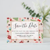 Festive Red Kerstkoekje Illustratiepatroon Save The Date (Staand voorkant)