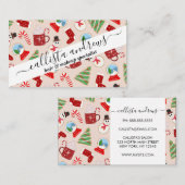 Festive Red Kerstkoekje Illustratiepatroon Visitekaartje (Voorkant / Achterkant)
