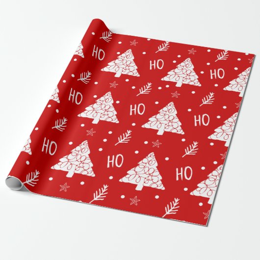 Festive Red Kerstmis Cadeaupapier (Uitgerold)