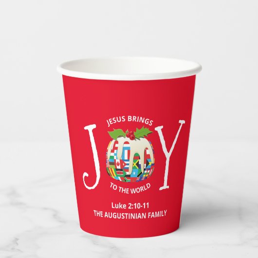 Festive Red Kerstmis GEEFT DE WERELD AAN Papieren Bekers (Achterkant)
