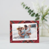 Festive Red Kerstmis plaatje één foto Feestdagenkaart (Staand voorkant)