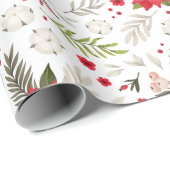 Festive Red Kerstmis Poinsettia en Groenen in het  Cadeaupapier (Rol Hoek)