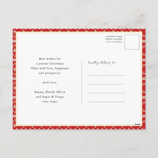 Festive Red Kerstmis Ugly Sweater Nordic Reindeer Feestdagenkaart (Achterkant)