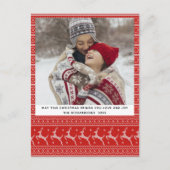 Festive Red Kerstmis Ugly Sweater Nordic Reindeer Feestdagenkaart (Voorkant)