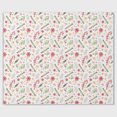 Festive Red KerstmisCandy op White Wrapping Paper Cadeaupapier (Vlak)