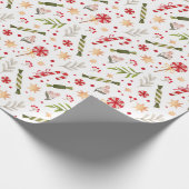 Festive Red KerstmisCandy op White Wrapping Paper Cadeaupapier (Hoek)