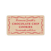 Festive red Kraft kijkt keuken bakken Etiket (Voorkant)