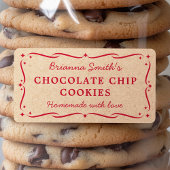 Festive red Kraft kijkt keuken bakken Etiket