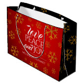 Festive Red Love, Peace and Joy with Snowflakes Large Cadeautasje (Achterkant Gekanteld)