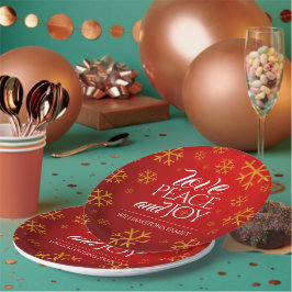 Festive Red Love, Peace and Joy with Snowflakes Papieren Bordje