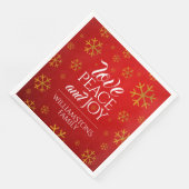 Festive Red Love, Peace and Joy with Snowflakes Servet (Hoek)