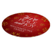 Festive Red Love, Peace and Joy with Snowflakes Snijplank (Hoek)
