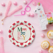 Festive red  merry chritsmas party papieren bordje (Feest)