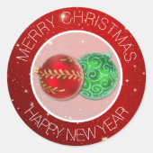 Festive Red Merry-kerstenvelop Ronde Sticker (Voorkant)