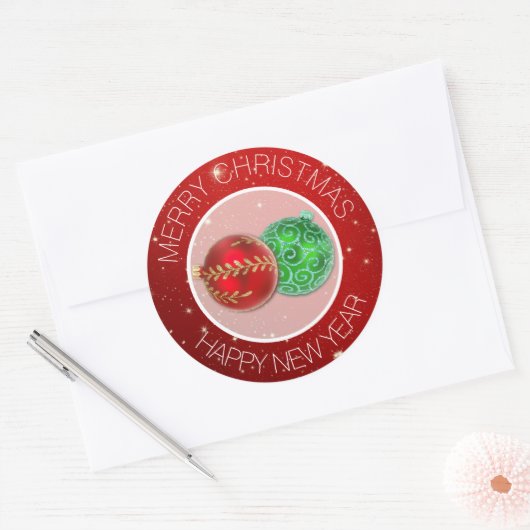 Festive Red Merry-kerstenvelop Ronde Sticker (Envelop)