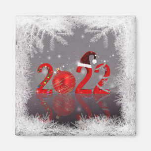Festive Red Merry Kerstmis 2022 Magneet