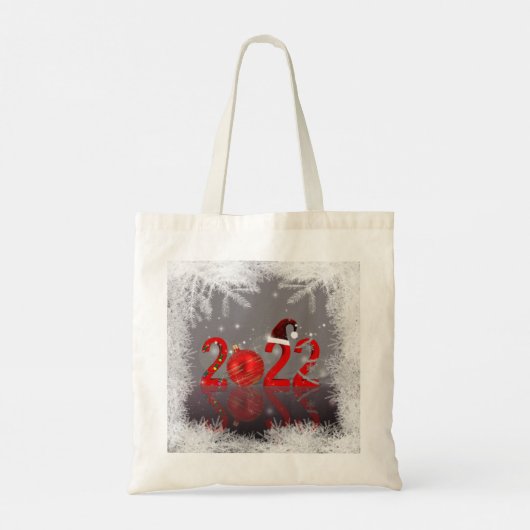 Festive Red Merry Kerstmis 2022 Tote Bag (Achterkant)