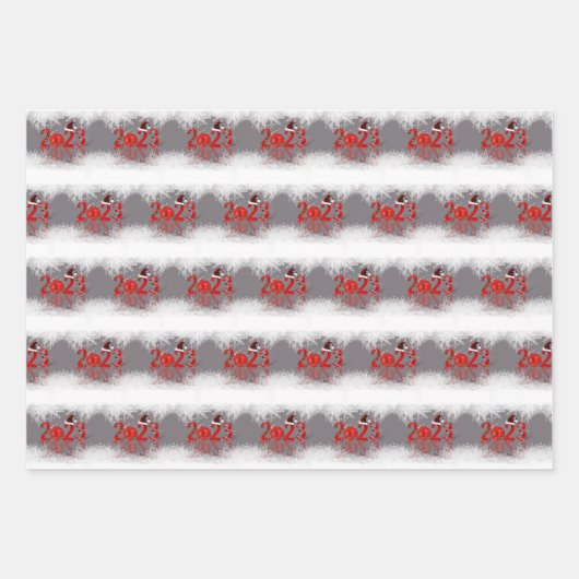 Festive Red Merry Kerstmis 2023 Inpakpapier Vel (Voorkant)