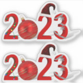 Festive Red Merry Kerstmis 2023 Sticker (Voorkant)