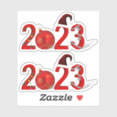 Festive Red Merry Kerstmis 2023 Sticker (Vel)