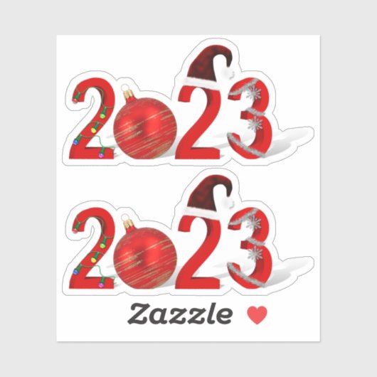 Festive Red Merry Kerstmis 2023 Sticker (Vel)