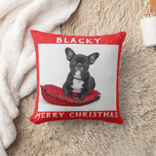 Festive Red Merry Kerstmis Dog Puppy Pet Photo Kussen