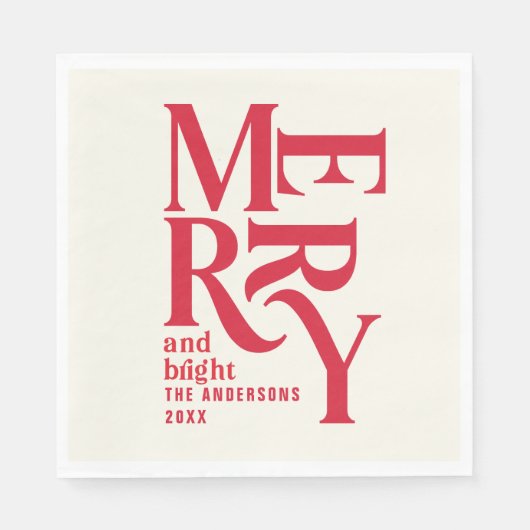 Festive red merry kerstparty servet (Voorkant)