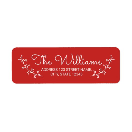 Festive Red met witte lauweren Etiket (Voorkant)