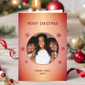 Festive Red Metallic Snowflake Feestdagen Kaart