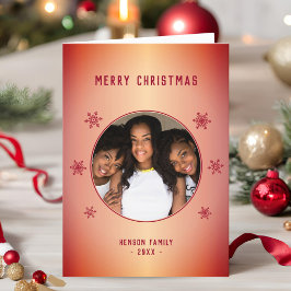 Festive Red Metallic Snowflake Feestdagen Kaart