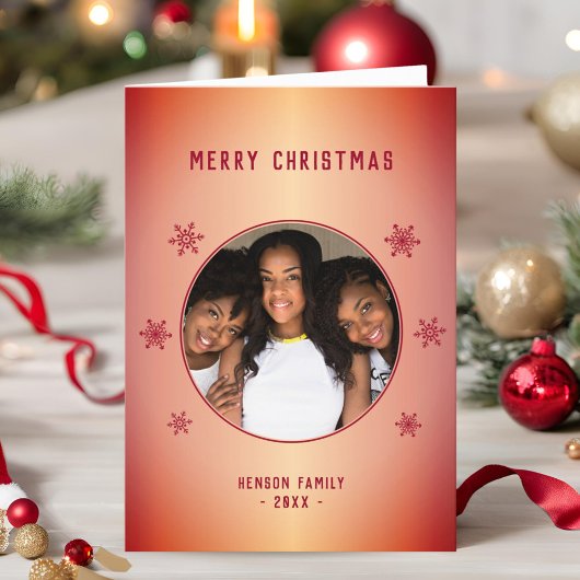 Festive Red Metallic Snowflake Feestdagen Kaart