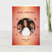 Festive Red Metallic Snowflake Feestdagen Kaart (Voorkant)