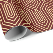 Festive Red Modern Art Deco Gold Pattern 109 Cadeaupapier (Rol Hoek)