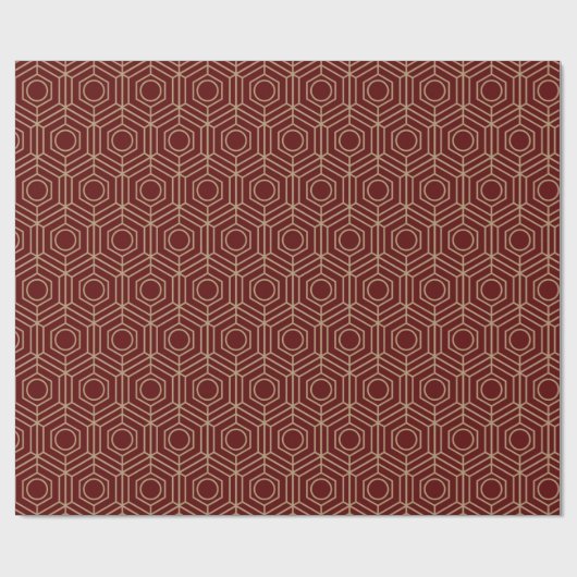 Festive Red Modern Art Deco Gold Pattern 110 Cadeaupapier (Vlak)