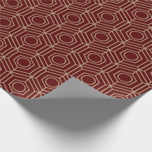 Festive Red Modern Art Deco Gold Pattern 110 Cadeaupapier (Hoek)