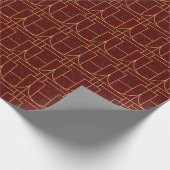 Festive Red Modern Art Deco Gold Pattern 111 Cadeaupapier (Hoek)