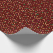 Festive Red Modern Art Deco Gold Pattern 112 Cadeaupapier (Hoek)