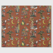 Festive Red Mushrooms Cottcore Merry kerst Cadeaupapier (Vlak)
